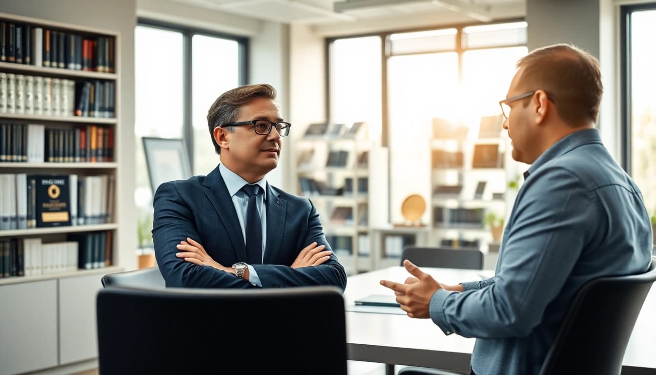 Headhunter Ingenieure berät einen Ingenieur in einem modernen Büro.