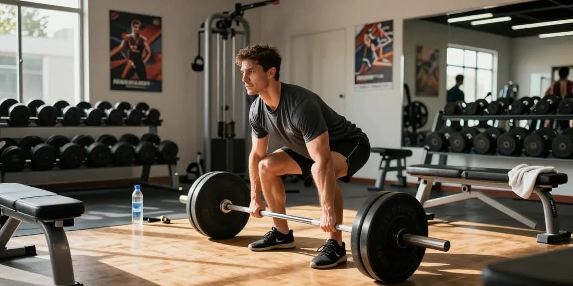 Anabolika Shop user demonstrating strength training with deadlifts in a bright modern gym, showcasing muscle-building focus and energy.