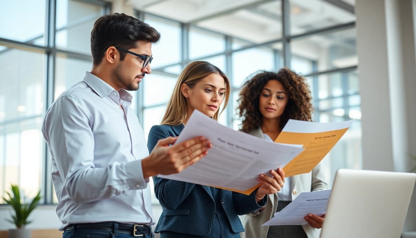 Hausverkauf bei Scheidung: Professionelles Beratungsgespräch eines Paares in einer modernen Umgebung.