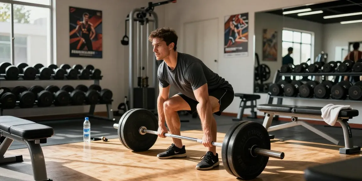 Anabolika Shop user demonstrating strength training with deadlifts in a bright modern gym, showcasing muscle-building focus and energy.