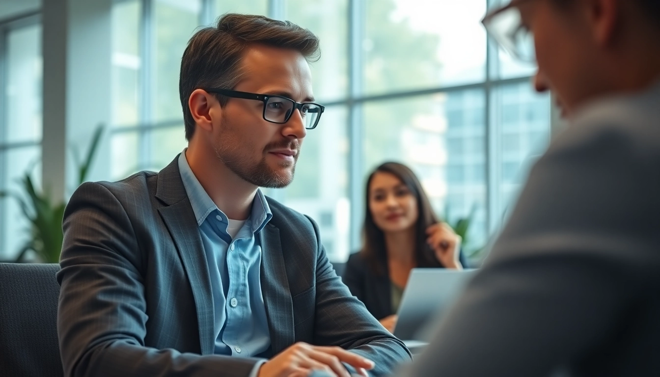 Headhunter Ingenieure engaging in a professional interview in an office setting.