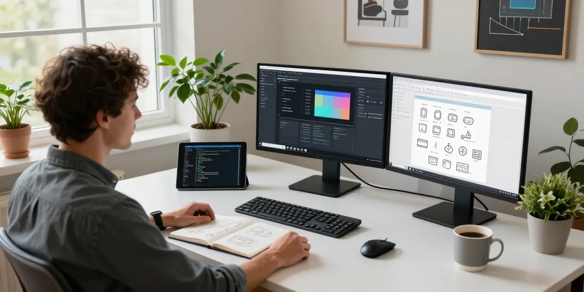 Build internal tools with AI in a modern workspace, showcasing productivity and innovation.