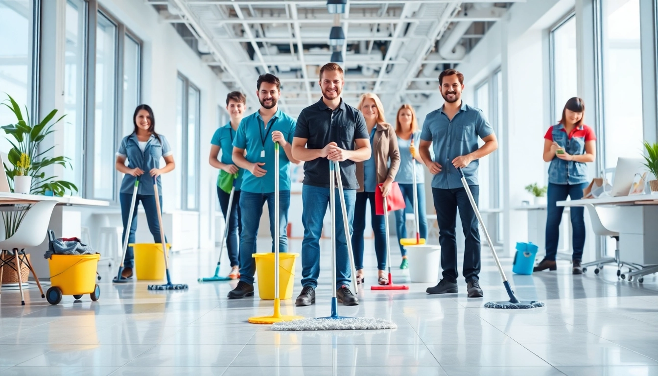 Effiziente Gebäudereinigung Ulm durch ein professionelles Reinigungsteam in einem modernen Büro.