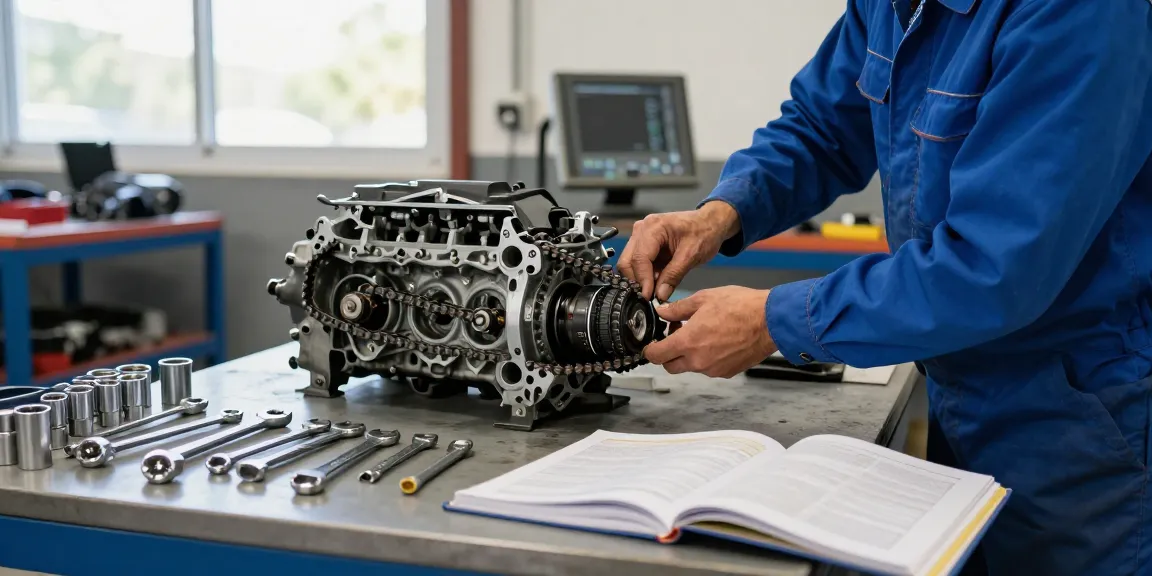 BMW Steuerkette Wechseln Service in einer professionellen Werkstatt mit einem Techniker, der den Motor inspiziert.