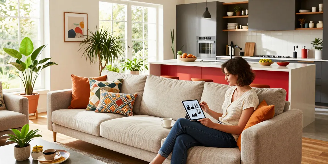 Stilvolle moderne Wohnzimmer- und Küchenszene für wohnmöbel online kaufen.