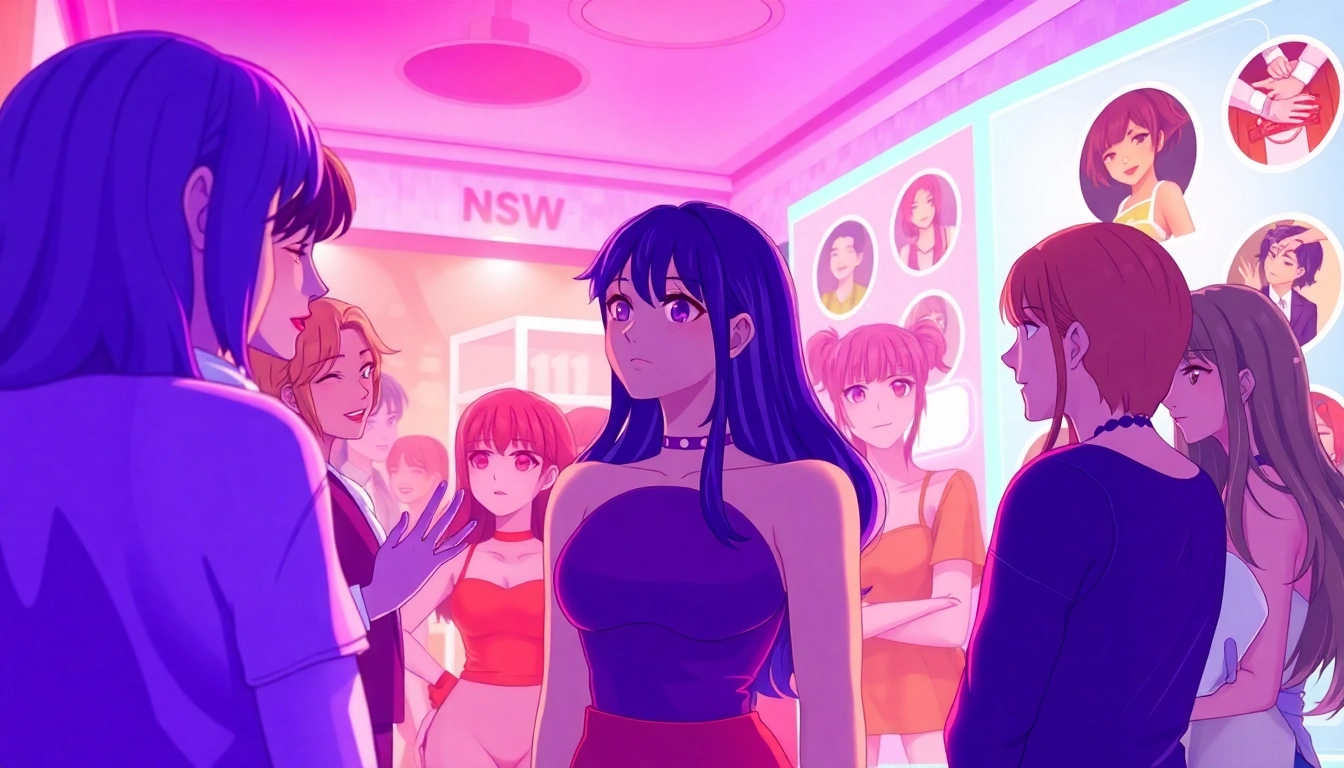 Engaging NSFW chat interface showcasing diverse AI characters and user-friendly elements.