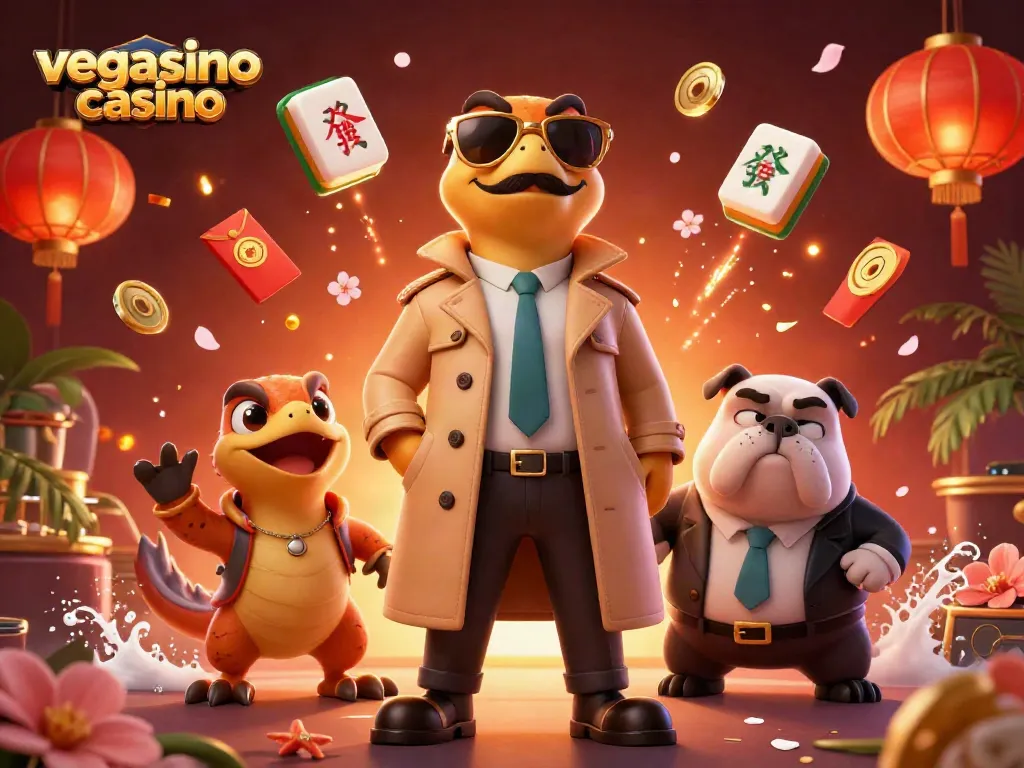 Experience the excitement at vegasino casino with amusing raptor characters in a colorful scene.