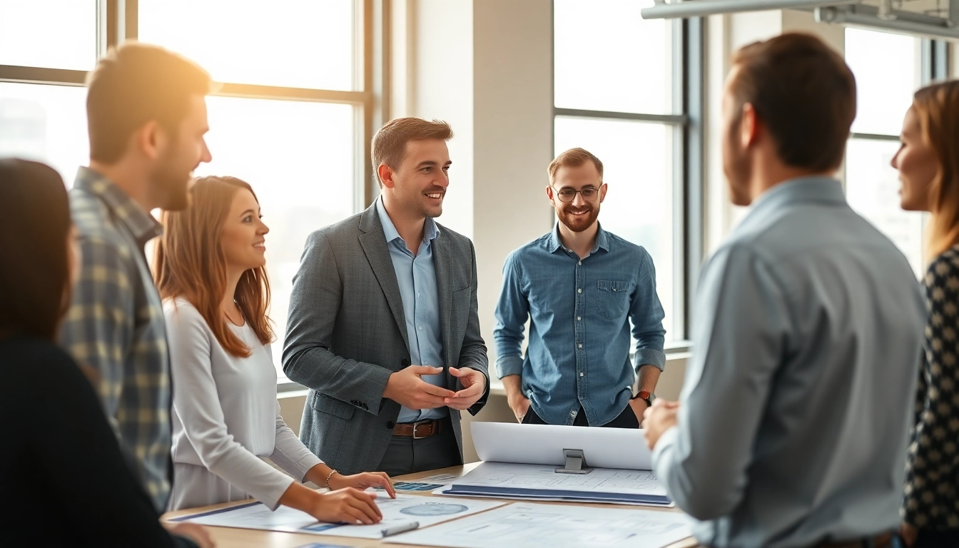 Headhunter Ingenieure in einem modernen Büro bei der Zusammenarbeit mit Ingenieuren.