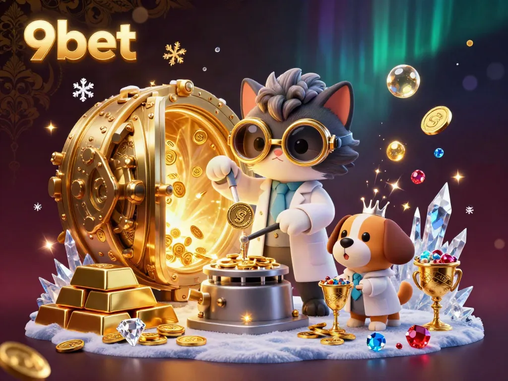 Experience thrilling wins at 9bet with a captivating mad scientist cat and his assistant creating gold coins.
