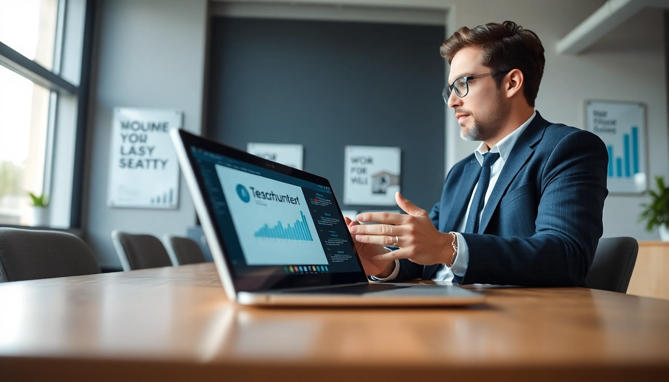 Headhunter IT führt ein strategisches Gespräch mit einem Klienten in einem modernen Büro.