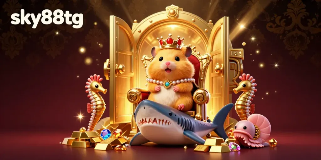 Experience thrilling moments at sky88tg with a fierce golden hamster king reigned over treasures.