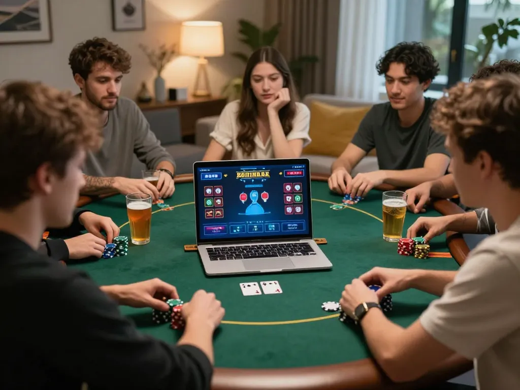 Engaging online poker game at home showcasing excitement and strategy on trang chủ lc88.