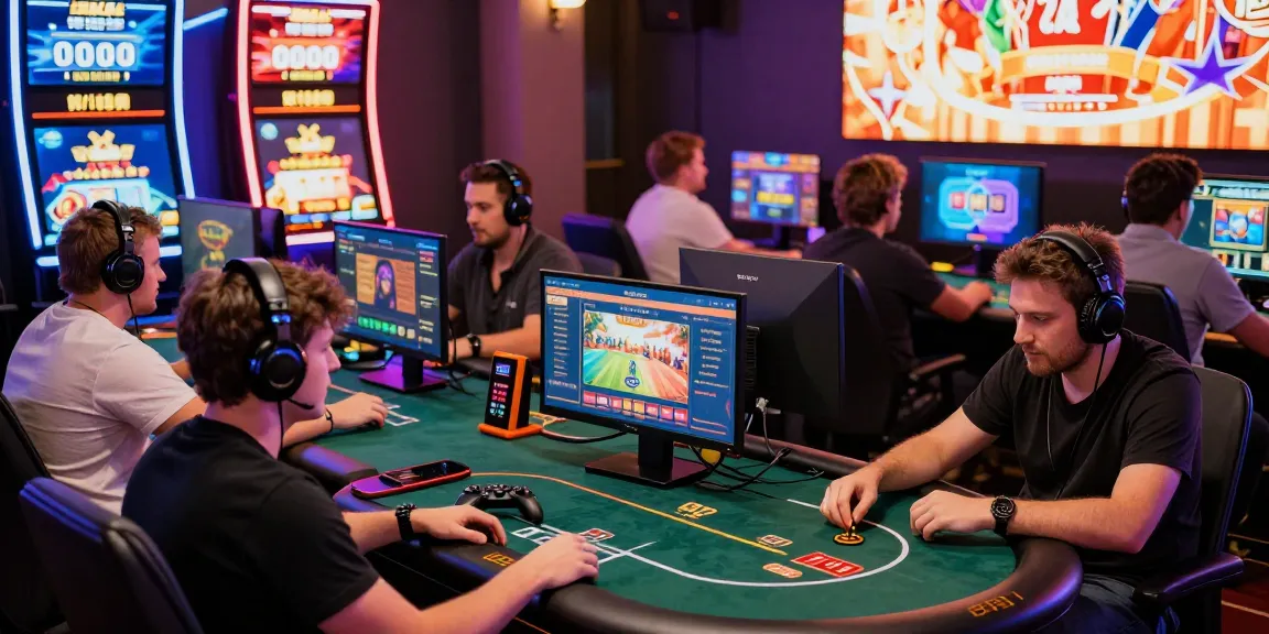 Engaging gaming scene on https://gemwin.pics/ highlighting diverse players, bright interfaces, and excitement.