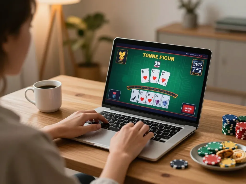 Player enjoying engaging online blackjack gameplay on 789winf platform, showcasing dynamic home gaming