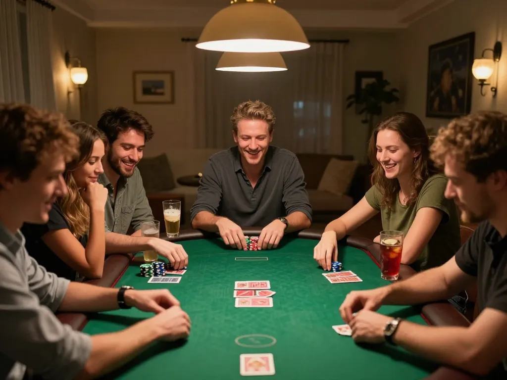 Engaged players enjoying a poker game at home using f168 strategies with friends.
