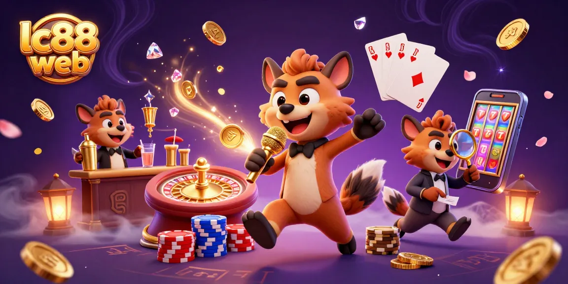 Experience lively interactions at lc88 web, featuring 3D hyenas in a vibrant casino scene.