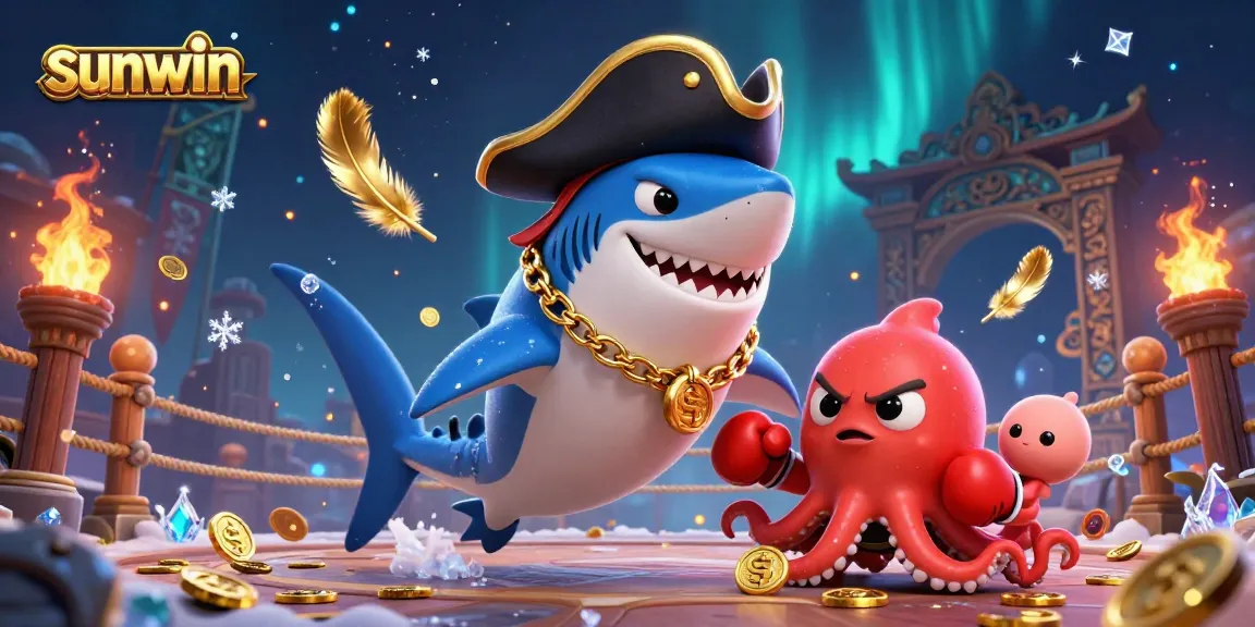 Win exciting prizes at sunwin with the dynamic cartoon characters in a lively casino scene.