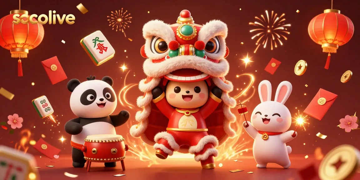 Socolive offers a vibrant experience with celebrating characters in a crowded casino-themed scene, showcasing festive energy.
